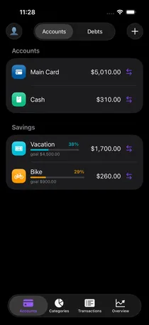 Savings goals in the Your Money app with progress towards each target